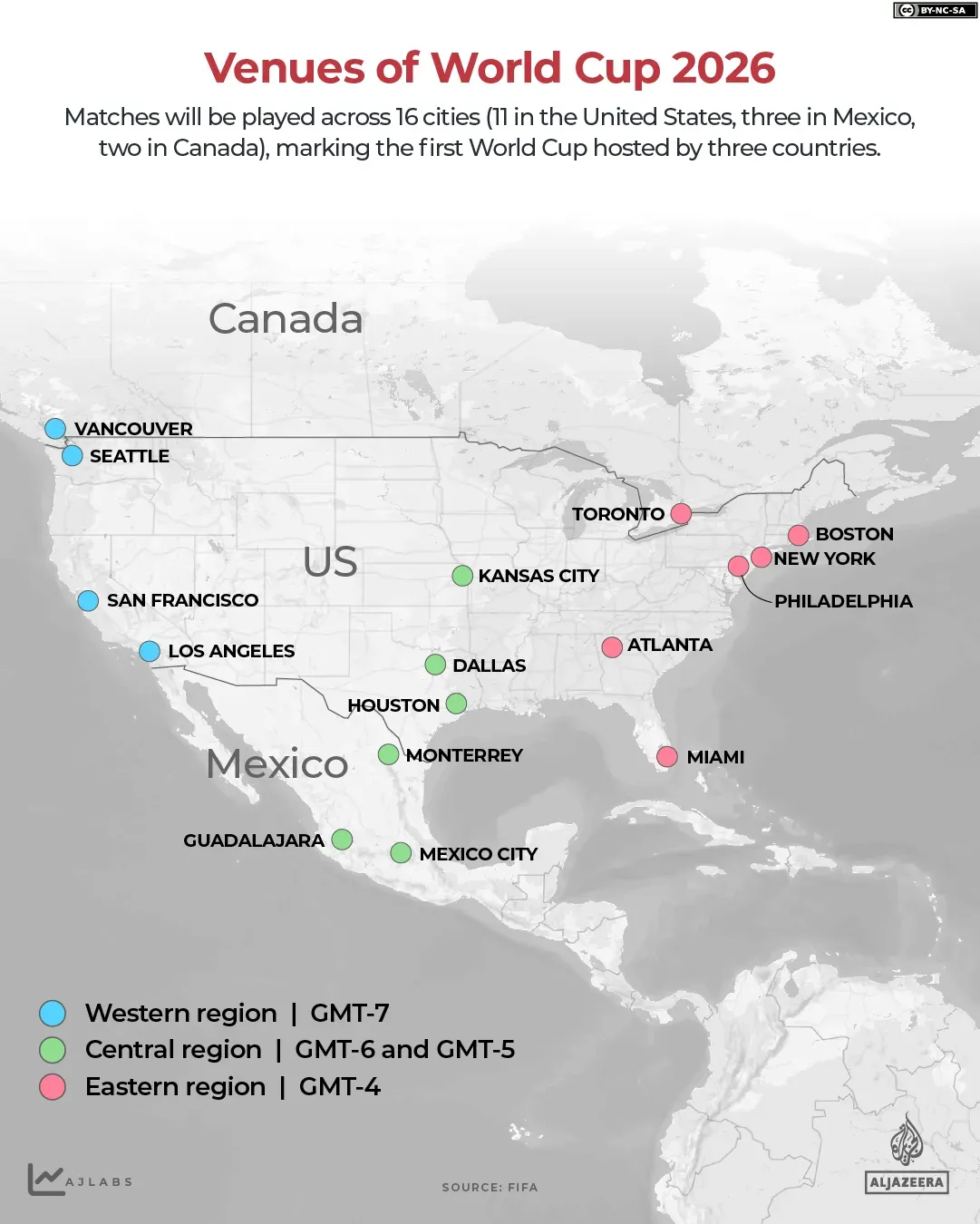Interactive map of FIFA World Cup 2026 venues