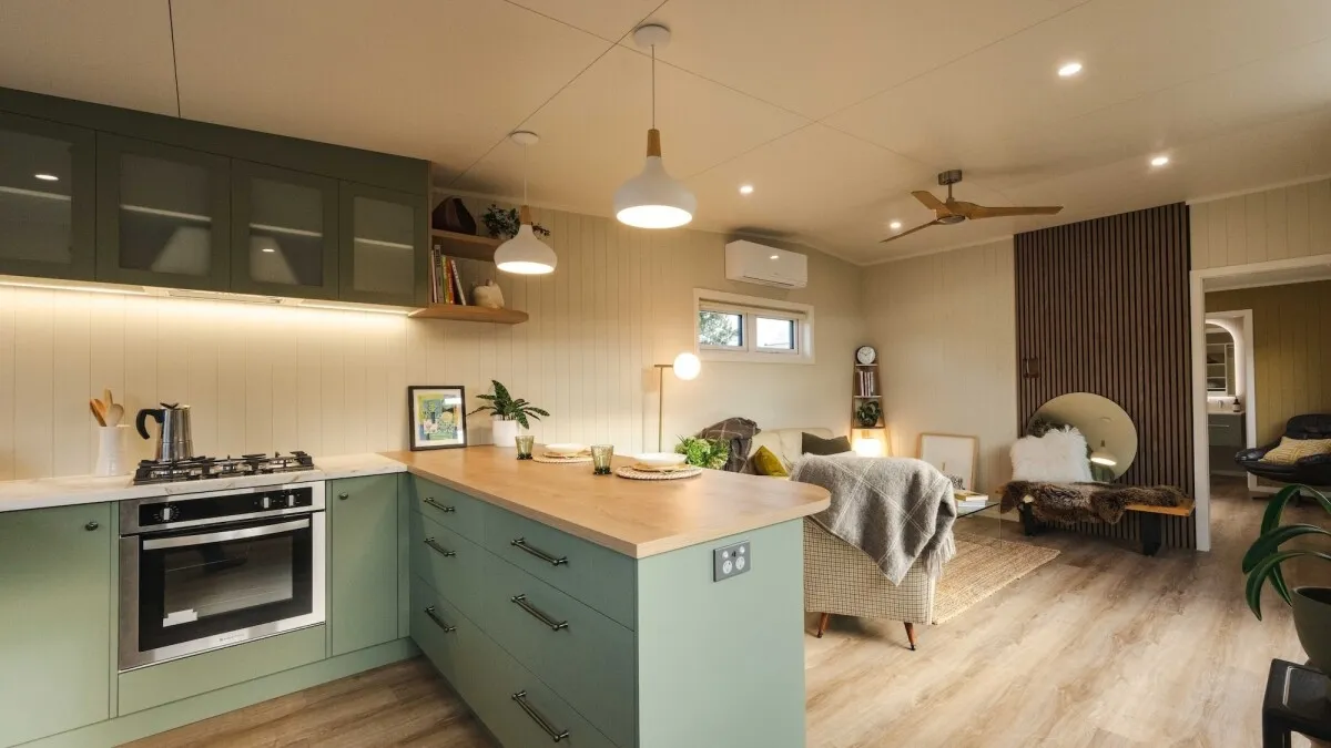 Tiny house with apartment-sized rooms challenges downsizing myths