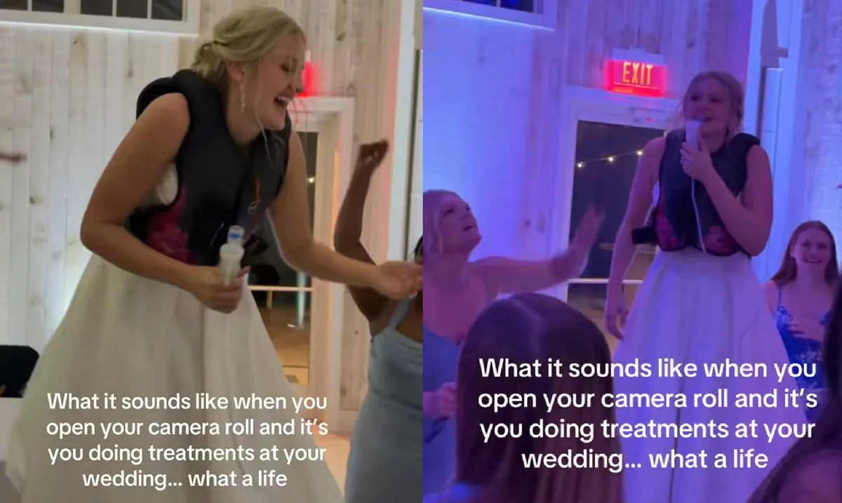 Bride dances through her cystic fibrosis treatment at wedding reception