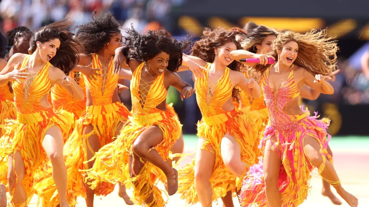 A cavalcade of international stars headlined the World Cup's first-ever halftime final show