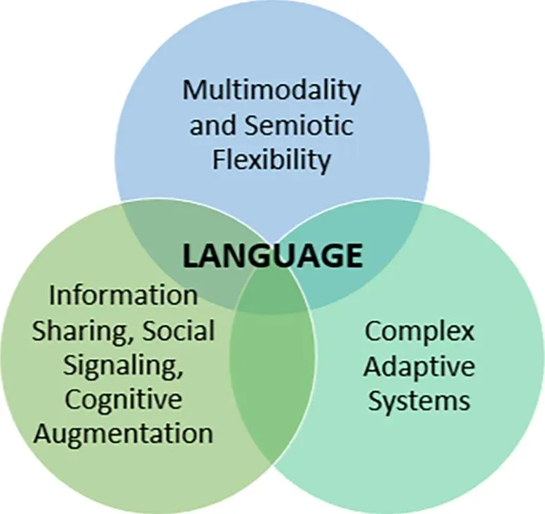 Venn diagram showing interconnected components of language