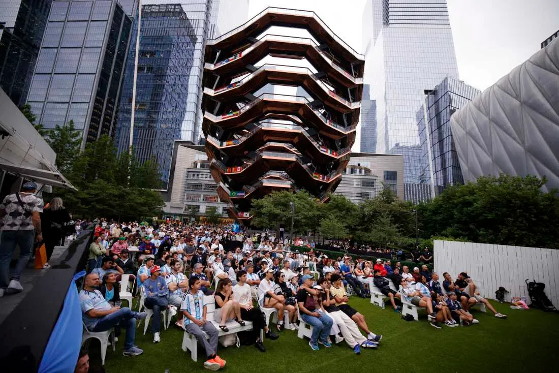 Fan attend a watch party for Argentina vs. Austria at Hudson Yards in New York City on June 22.
