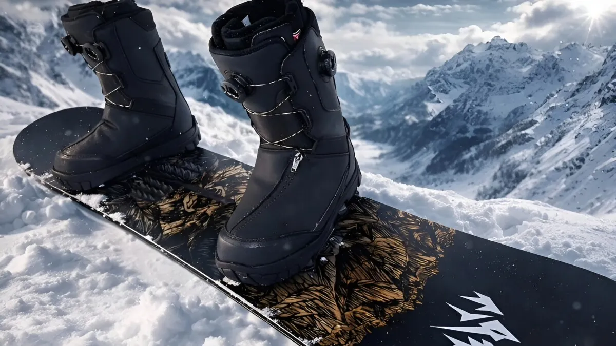 Snowboarder ditches bindings for magnetic boots that clip in one twist