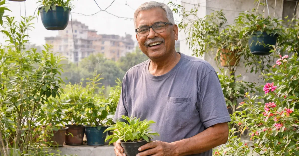 Retired banker grows 200 plants on rooftop, shares spring onion secrets