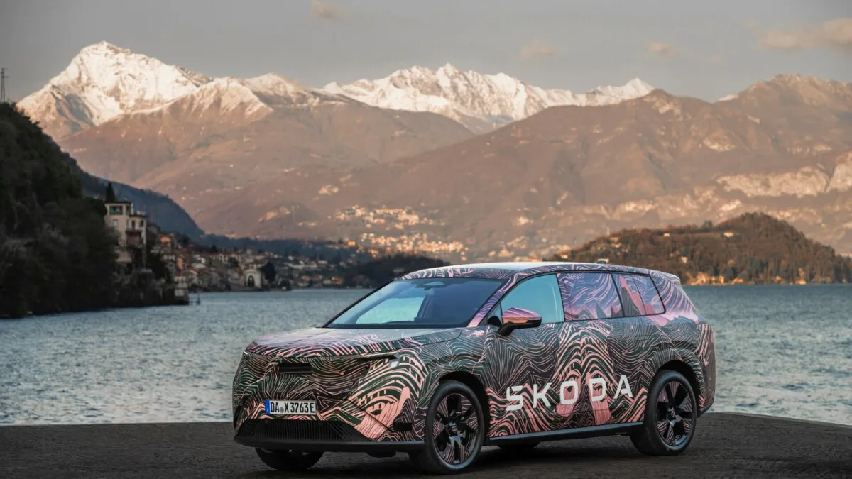 Heavily disguised 7-seater Peaq EV revealed as new Škoda flagship