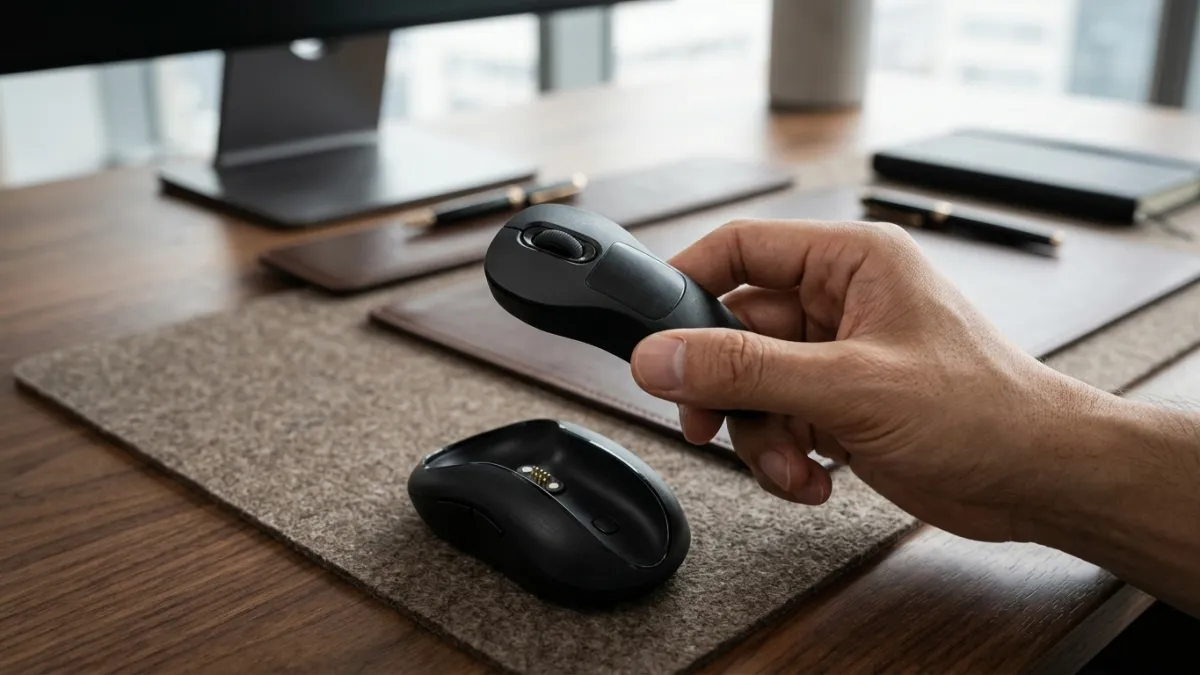 Ergonomic mouse pulls apart into a handheld air controller