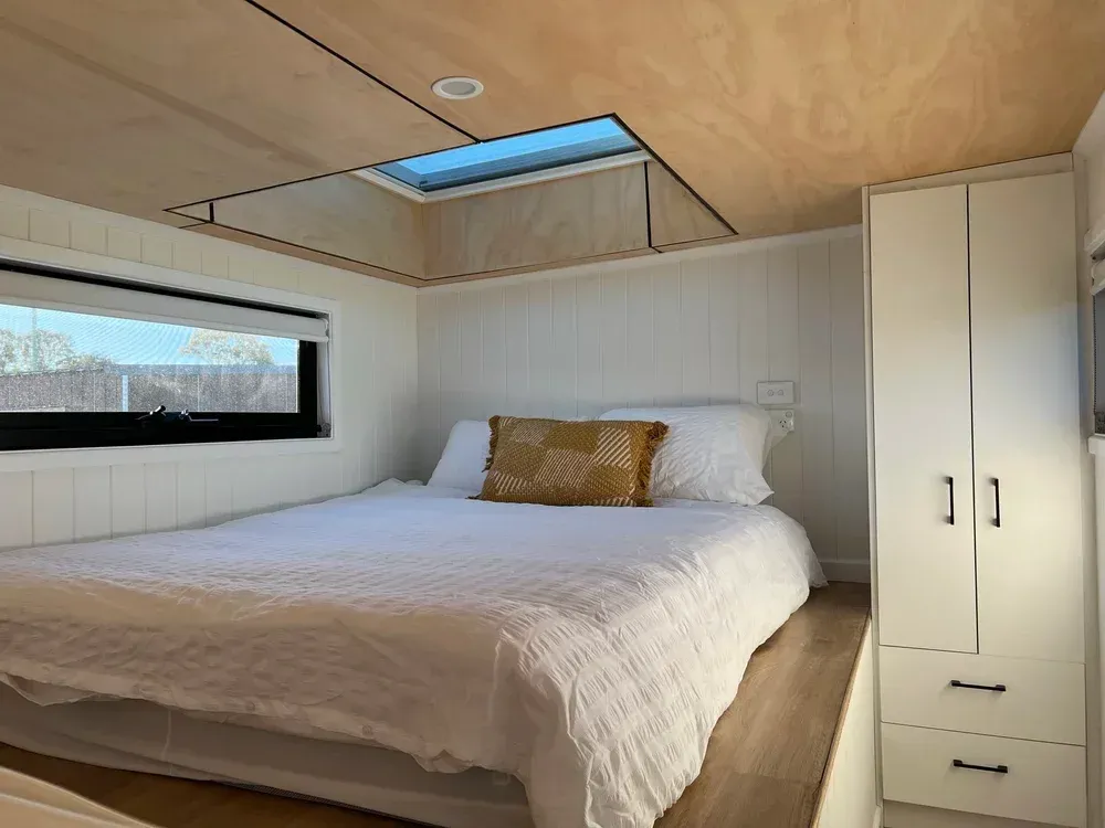 The Currumbin's bedroom includes a double bed and some storage space, plus a skylight