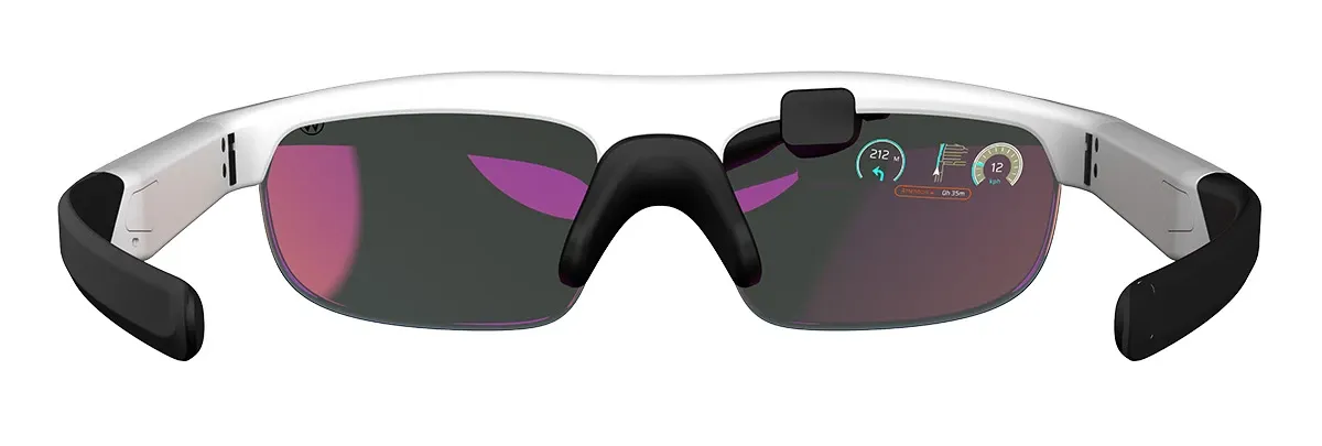 The Smart Glasses present navigation and ride info in your field of view