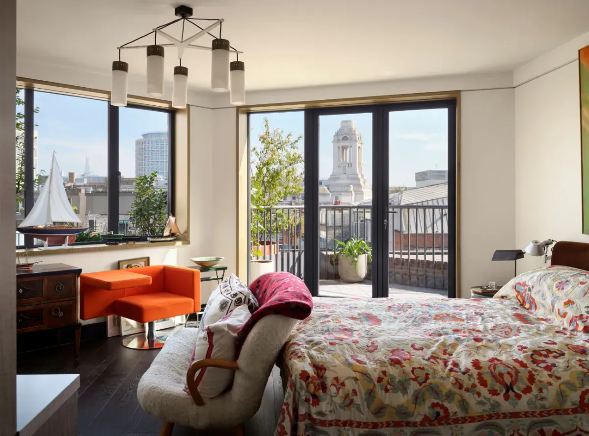 One of Smart's Place's bedrooms, which all over stunning views of the London skyline