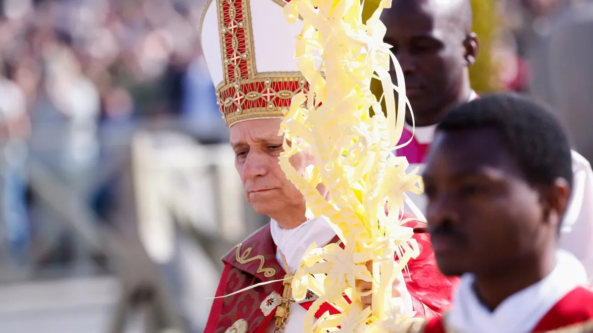 Pope Leo XIV rejects claims that God justifies war in Palm Sunday Mass message