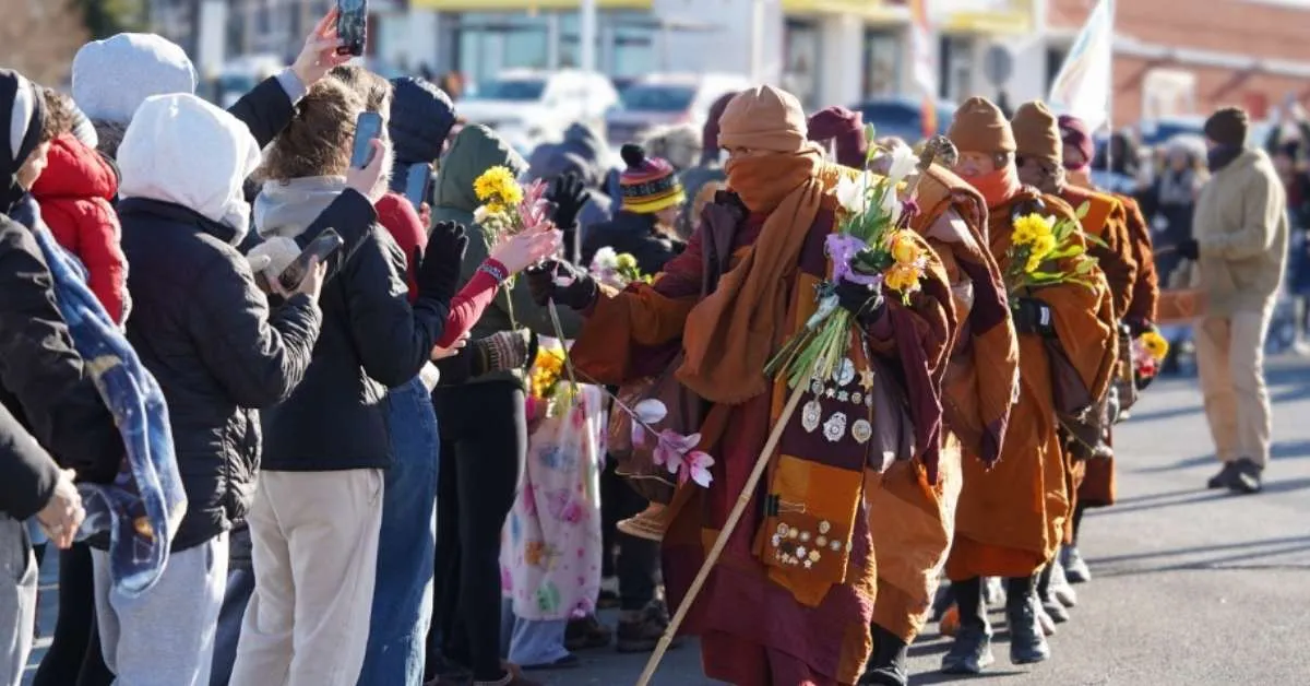 Buddhist monks complete 107 days walking 2,300 miles for peace