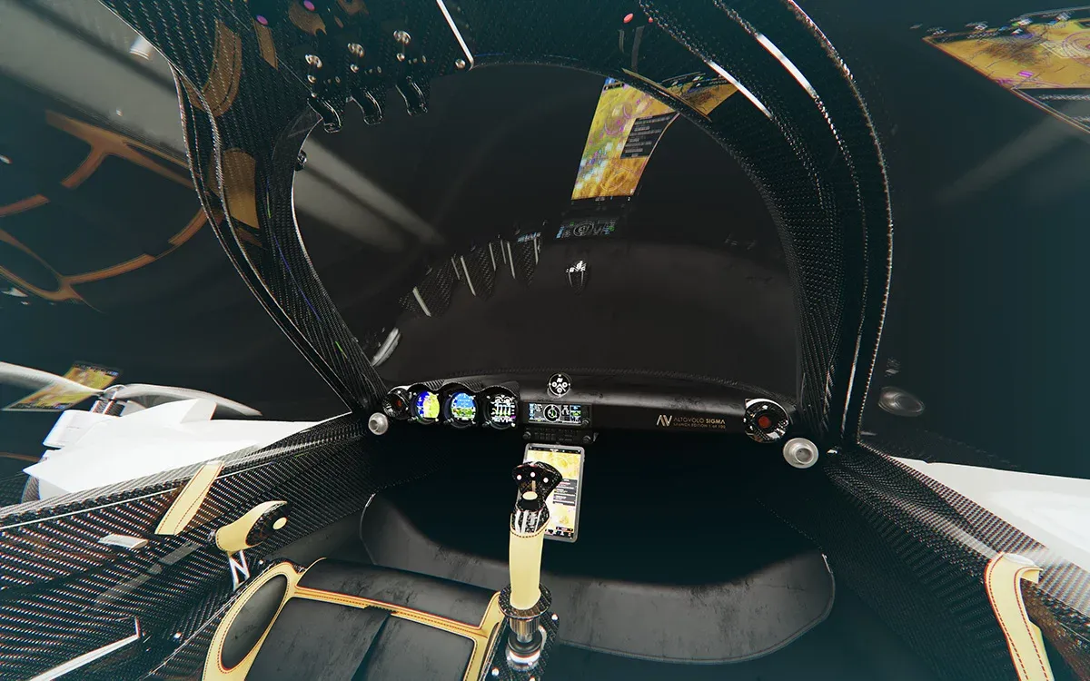 A render of the view in the Sigma's cockpit
