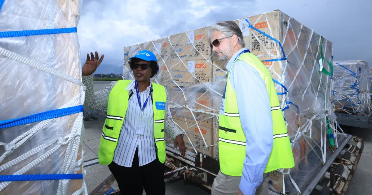 84 metric tons of humanitarian aid arrive in Nepal in the wake of deadly floods