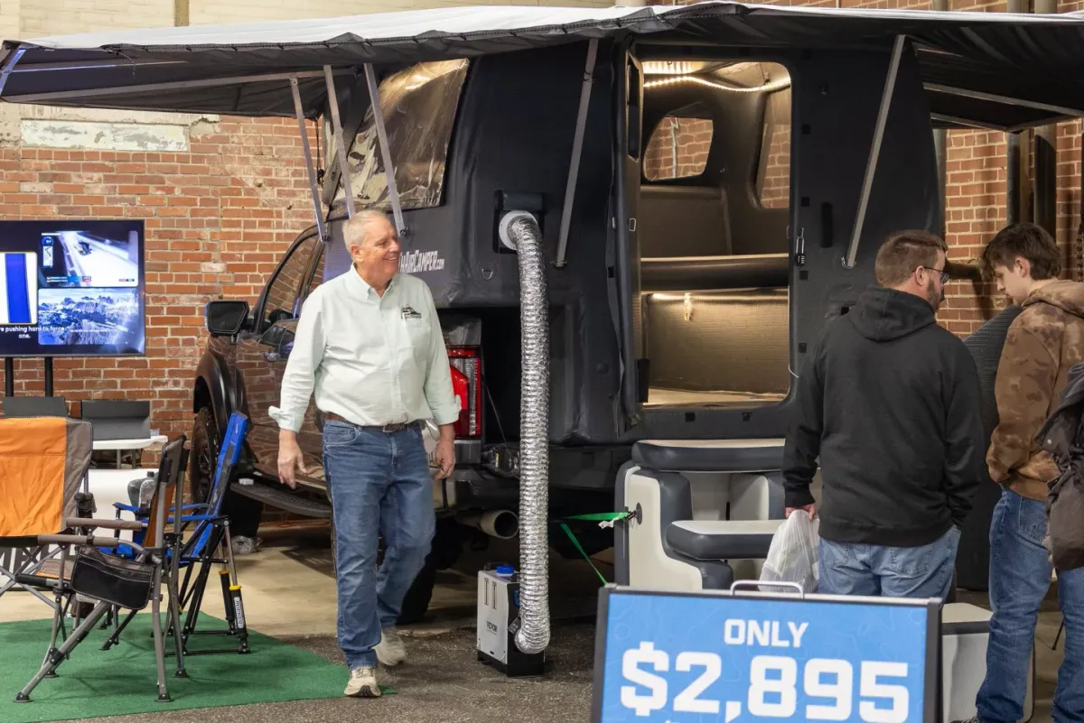 A look at the Thaircamper with accessories like a heater, 270-degree awning and inflatable entry staircase