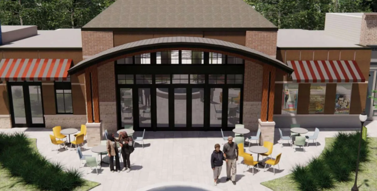 A mockup of a theater inside a Dementia Village