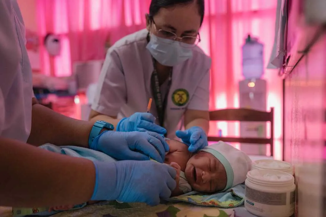 February 28, 2025— Agusan del Norte, Philippines. Nurses at the Agusan del Norte Provincial Hospital record births, perform initial vital checkups on the date of the first recorded birth, and administer the first vaccinations for newborns in the maternity ward.
Photo Credit: Juan Arredondo