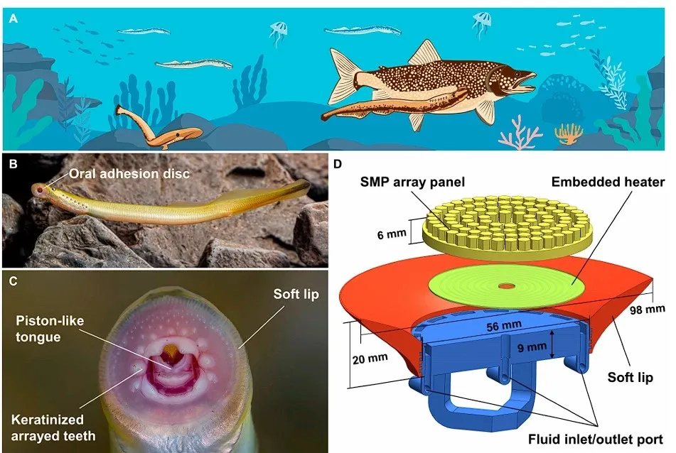 A diagram of the lamprey-inspired suction cup