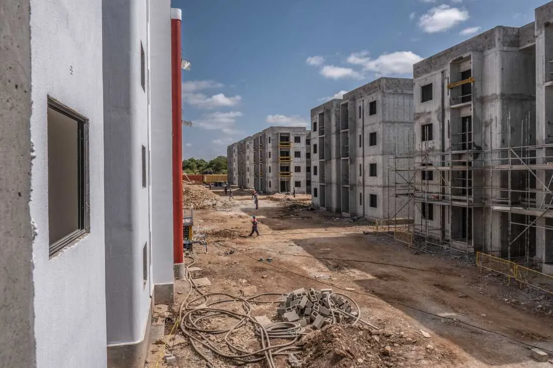 A construction site at Tatu City where several graduates of the Buildher training program now work, in Nairobi, Kenya.