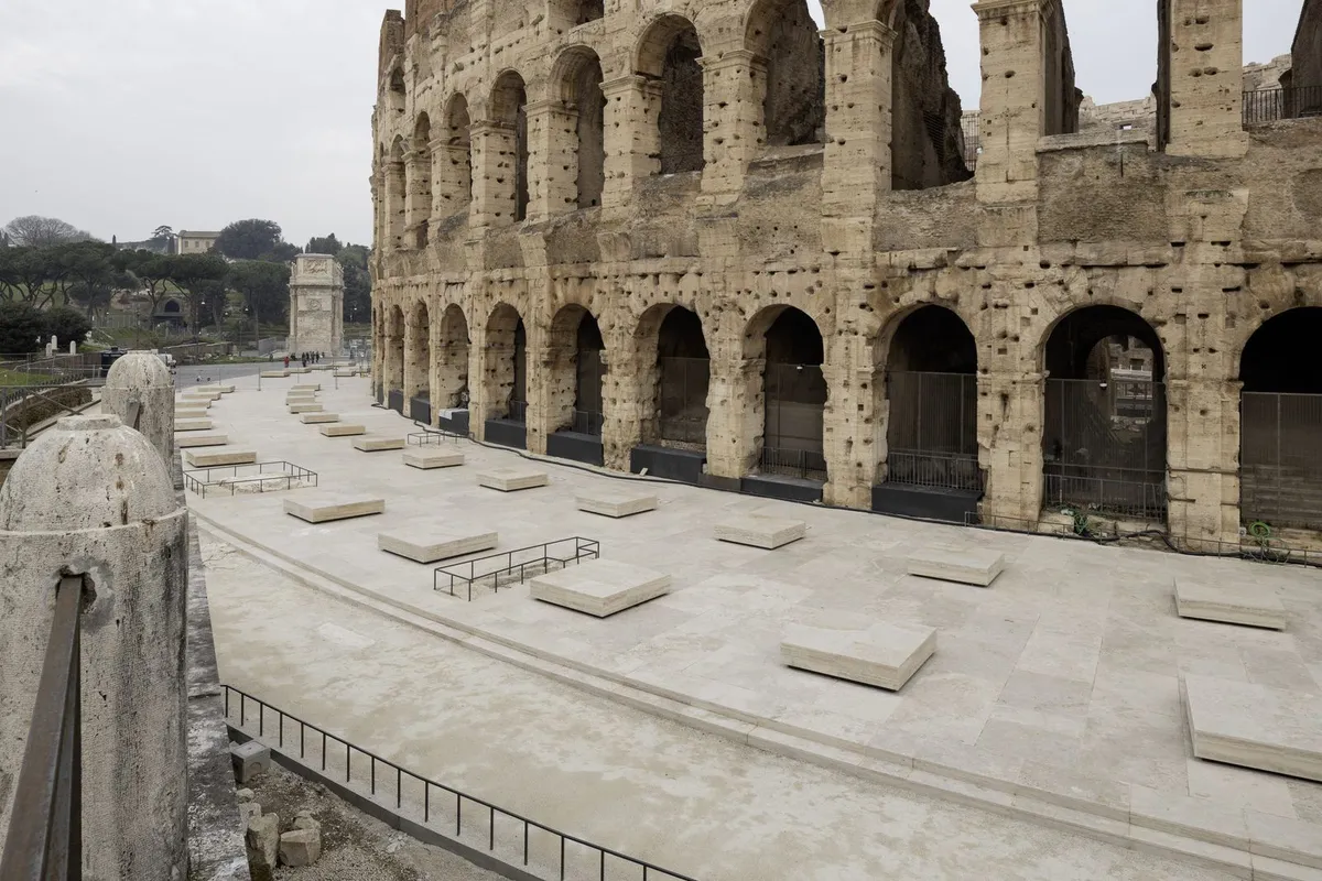 At the Colosseum, New Marble Slabs Mark Where Towering Columns Stood Thousands of Years Ago