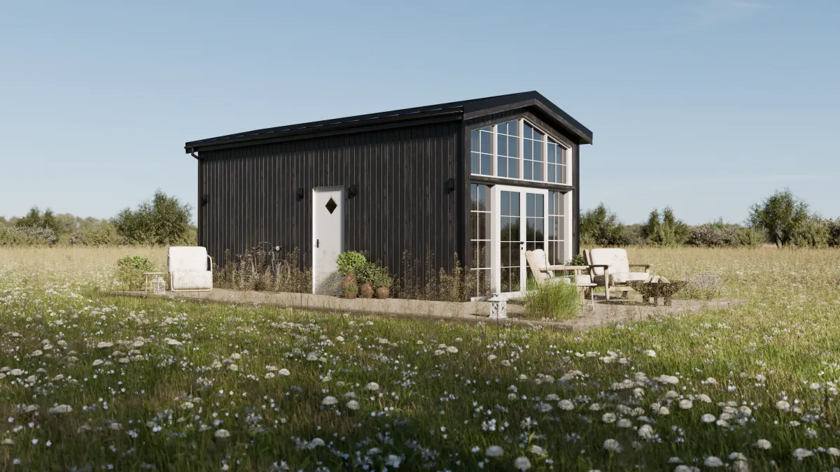 Extra-wide tiny house drops portability for comfortable cottage living