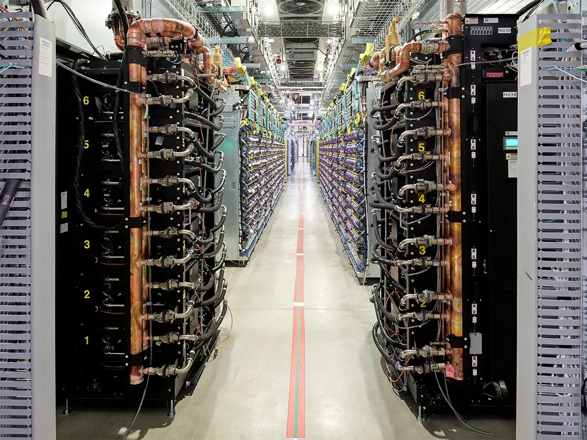 Coolant distribution units that help bring down the heat generated by Google's servers in its New Albany, Ohio data center