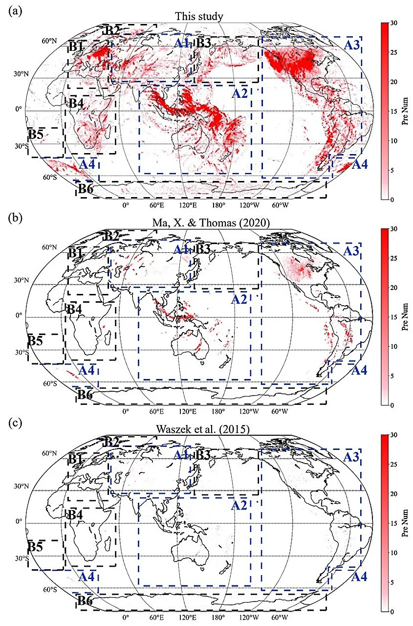 Six unusual structures identified at Earth's core-mantle boundary with the help of deep learning