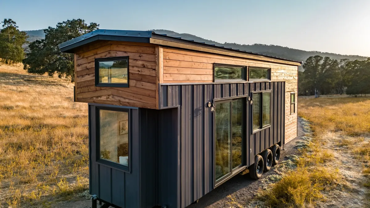 Rustic tiny house combines towability with a spacious and open interior