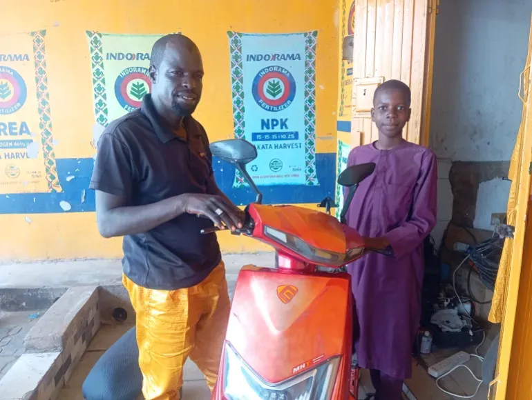 Hussaini Isa repairs electric motorcycles in Gombe, where demand for e-bikes is gradually growing amid rising petrol prices.