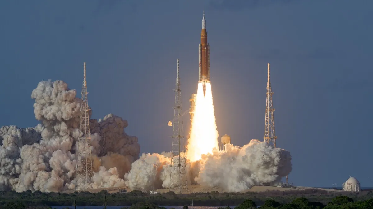 Lift off for first manned Moon mission in 53 years